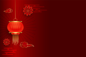 traditional red chinese background with 3d lantern and text space