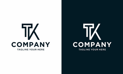 logo TK line vector simple abstract design vector template. on a black and white background.