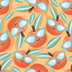 seamless pattern orange with glasses