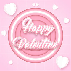 love circle valentine day vector square social media post paper cut art syle