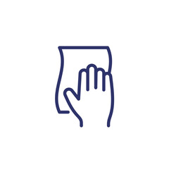 cleaning, wipe line icon on white