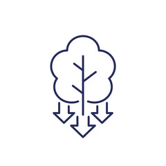 deforestation line icon, decrease in forest areas