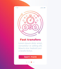 fast money transfers banner with line icon