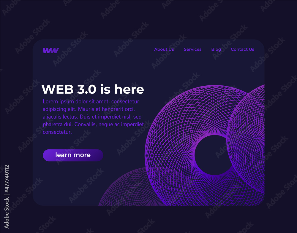 Wall mural web 3.0 website or banner design, vector