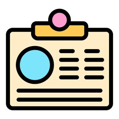 Vip id card icon. Outline vip id card vector icon color flat isolated