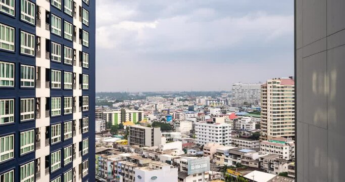 imelapse aerial view of beautiful  Sriracha town in Chon Buri, Thailand