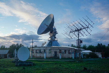 Huge satellite dish in the city of Severobaikalsk