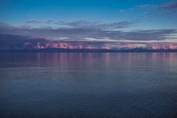 Lake Baikal coast at sunset