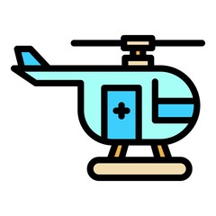 Guard rescue helicopter icon. Outline guard rescue helicopter vector icon color flat isolated