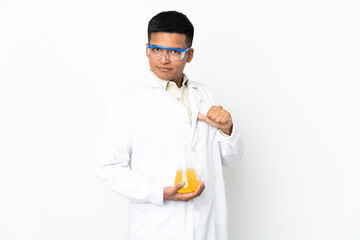 Young Ecuadorian scientific man proud and self-satisfied