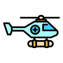 Coast rescue helicopter icon. Outline coast rescue helicopter vector icon color flat isolated
