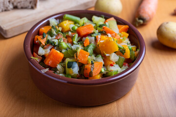 Minestrone soup with mixed vegetables. Ideal like detox food. Vegan food.