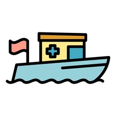 Power rescue boat icon. Outline power rescue boat vector icon color flat isolated