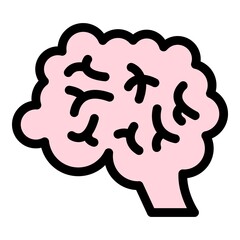 Brain mind icon. Outline brain mind vector icon color flat isolated