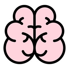 Nerve brain icon. Outline nerve brain vector icon color flat isolated