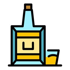 Bourbon icon. Outline bourbon vector icon color flat isolated