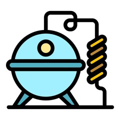 Bourbon production process icon. Outline bourbon production process vector icon color flat isolated