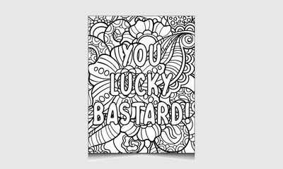 Adult Coloring Book / Swear Word Coloring Page For Adult Man and Woman / Antistress / Zentangle/ You Lucky Bastard