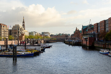 View of the canals of Hamburg