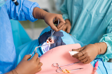 Healthcare emergency medical treatment. Close up view of surgery operation.
