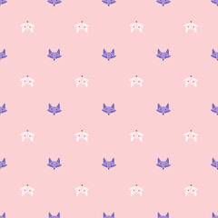 Fox pattern seamless in freehand style. Head animals on colorful background. Vector illustration for textile.