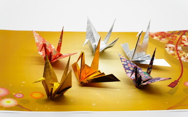 Gorgeous celebration colorful paper cranes