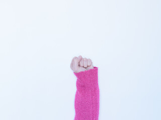 Woman fist on white background