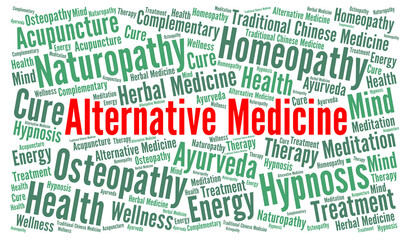 Alternative medicine word cloud illustration