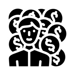 money earning manager glyph icon vector. money earning manager sign. isolated contour symbol black illustration