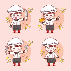 Cute Male Chef Sets Vector