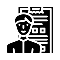 survey salesman glyph icon vector. survey salesman sign. isolated contour symbol black illustration