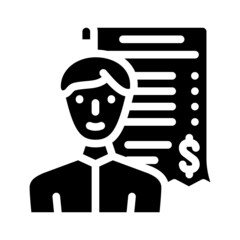 receipt of closed trade glyph icon vector. receipt of closed trade sign. isolated contour symbol black illustration