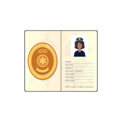 Female ID police documents vector illustration flat icon isolated.