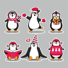 Penguin in Christmas Day Celebration