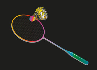 bunter Badminton Federball mit Federballschläger