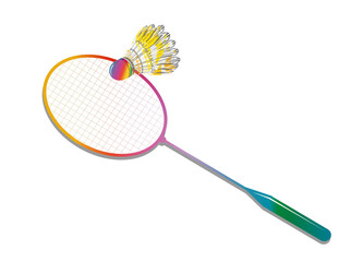bunter Badminton Federball mit Federballschläger