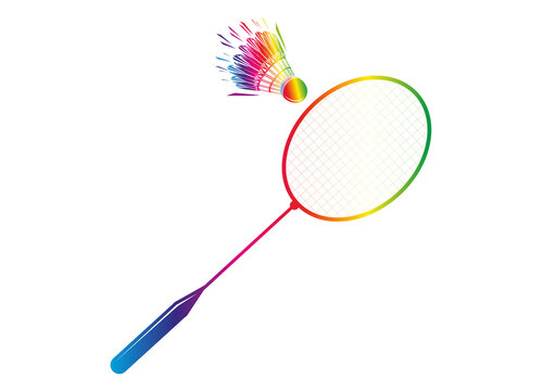 bunter Badminton Federball mit Federballschläger