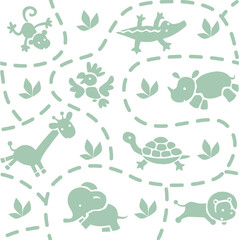 Seamless vector pattern with funny african animals