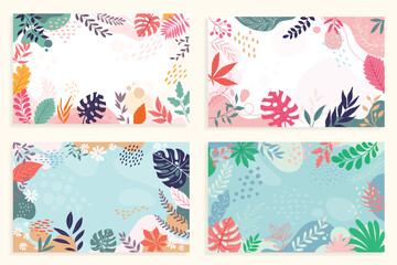 Obraz na płótnie Canvas Design banner frame flower Spring background with beautiful. flower background for design. Colorful background with tropical plants. 