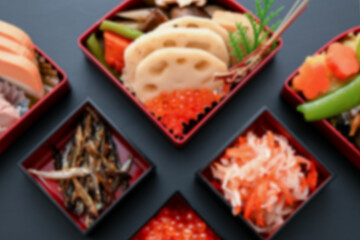 お正月や日本料理の背景に使いやすい和食材のお洒落ぼけたイメージ