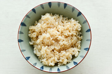 美味しい玄米ご飯　低GI食品　俯瞰　アップ