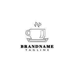 cup cartoon logo design template icon black isolated vector illustration