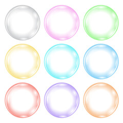 Transparent Colorful Circle Soap Bubble Icon Isolated on Background