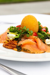 salmon steak with vegetables