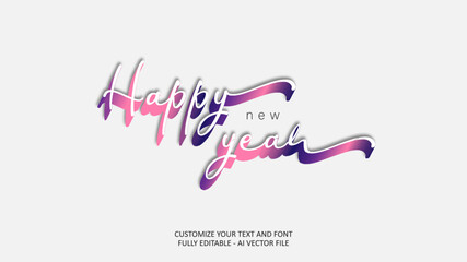 Fototapeta premium Happy new year resolution note editable text effect gradient card illustration background vector