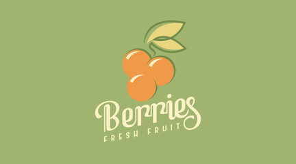 Fresh Berries Logo Design Cconcept in Retro Style