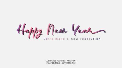 Happy new year note editable text effect gradient vector 