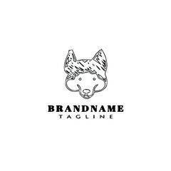 cute dog logo cartoon icon design black isolated vector illustration