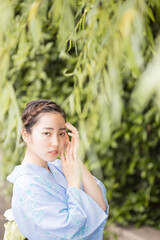 Woman in Japanese traditional fashion
