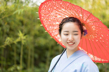 Woman in Japanese traditional fashion
